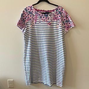 Joules 100% cotton floral and stripes dress size 16